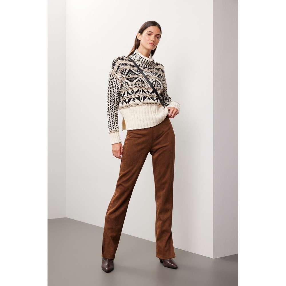 Sanctuary Brown Abbey Leggings Pullover Ankle Slit Faux Suede Size Small